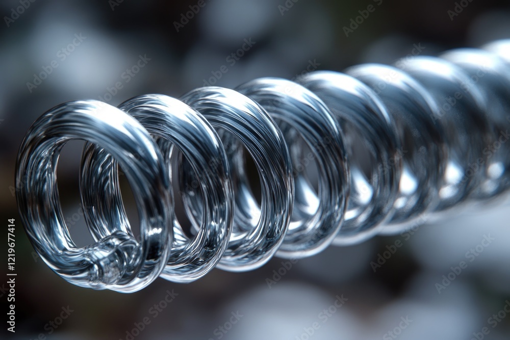 Poster a close-up view of a metal coil with intricate details and texture