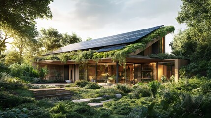 Obraz premium Eco-friendly house with solar panels