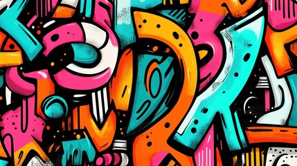 Abstract Graffiti Art: A vibrant explosion of colors and shapes