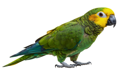 Vibrant Portrait of a Yellow Headed Green Parrot in Its Tropical Rainforest Habitat