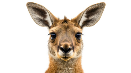 Fototapeta premium Closeup Portrait of a Cute Young Kangaroo in Nature Isolated 