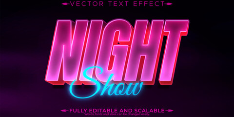 Editable text effect vegas, 3d glowing and casino font style