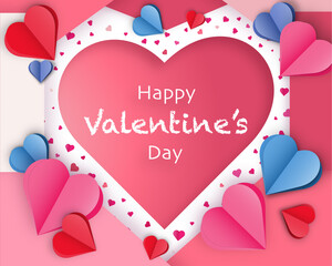 Valentine card with heart. Greeting card for Valentine's day. 