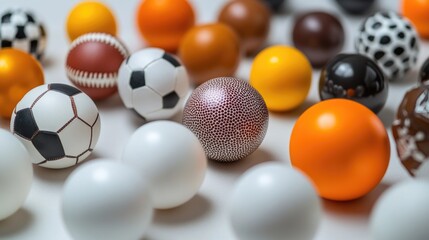 A collection of balls arranged on a table, ready for use or display