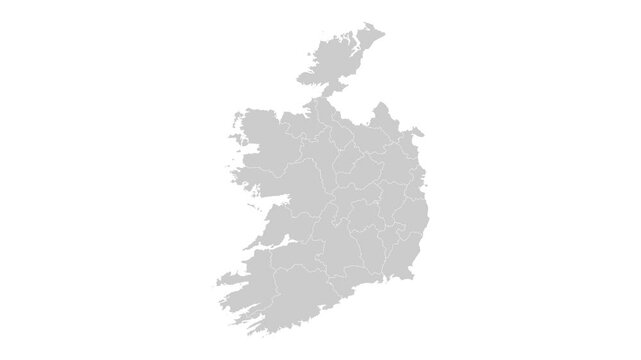 Ireland map animation. Animation of Connecting all areas into a complete map of Ireland with borders in the background with an alpha channel. Motion design.