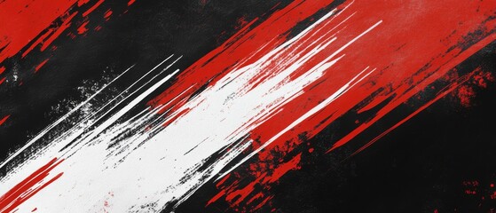 This design showcases a vibrant and striking red and white grunge brush pattern set against a deep black background, making it ideal for themes that are energetic, lively, and full of life