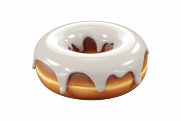 A delicious glazed donut with a thick, creamy icing, perfect for a sweet treat.