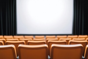 Fototapeta premium Empty theater seats with a blank screen ready for a movie.