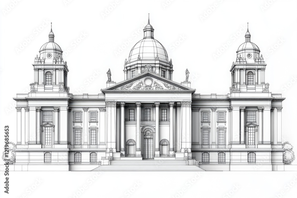 Poster a grand structure featuring multiple domes and architecture, suitable for use in commercial or urban
