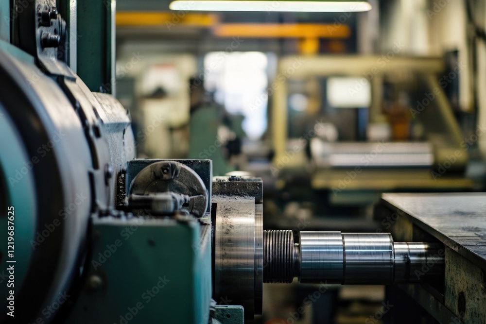 Poster a machine sits in a modern factory setting