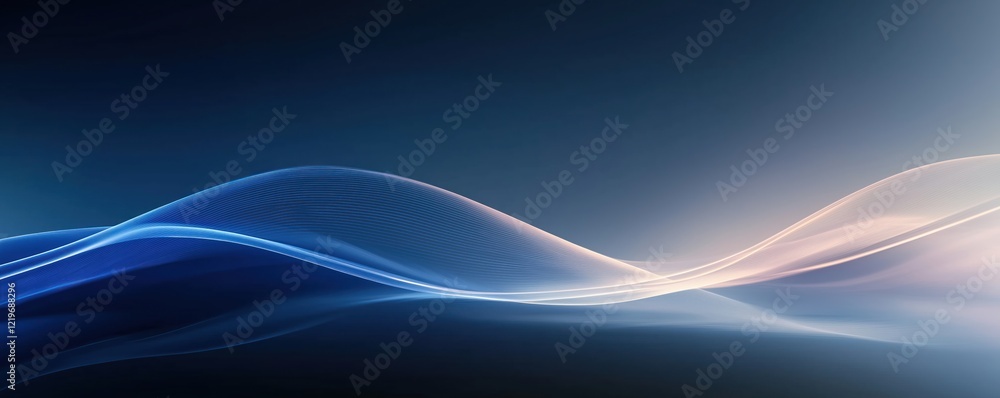 Poster abstract dark blue gradient background with soft light effects. smooth lines, curves create dynamic 