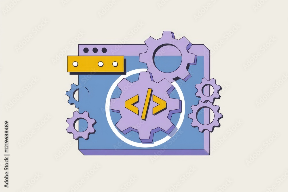 Aufkleber Web development, coding gears, website building, programming, software engineering.