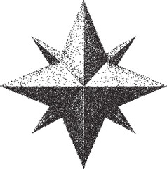 Star vintage y2k stipple art, celestial halftone stipple brutalist retro vector png with transparent background, cosmic 2000s aesthetic photocopy effect tattoo