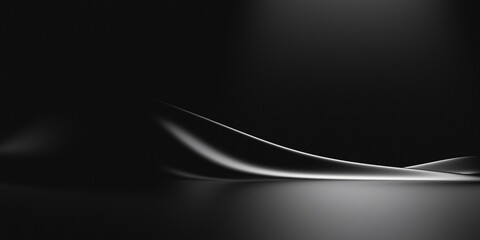 Minimalist Abstract Black Wave Background featuring smooth, flowing wave shapes with soft highlights