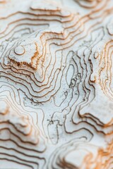 A detailed view of a mountain map with contour lines and trails marked, suitable for adventure travel or outdoor activities planning