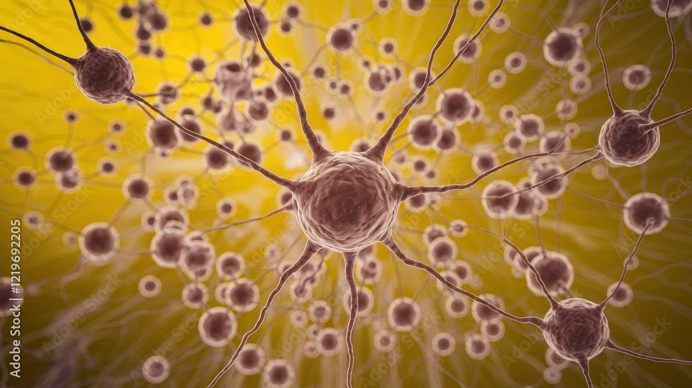Aufkleber microscopic view of neural network connections: a 3d representation of neuron interconnections in th