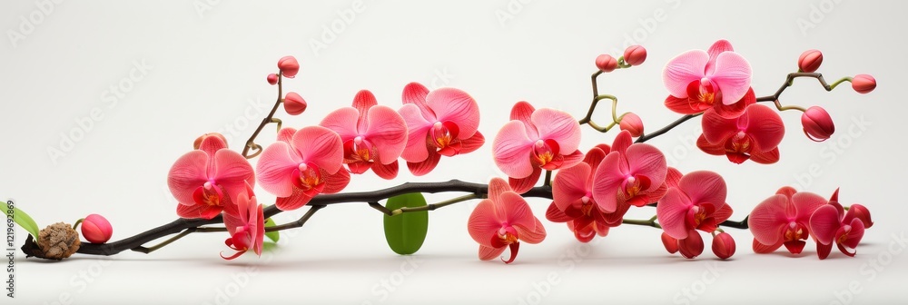 Aufkleber vibrant pink orchids elegantly arranged on a simple background in a floral display. generative ai