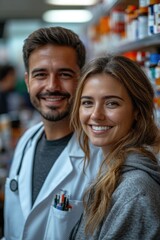 A man and a woman shopping together in a store