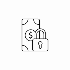 banknote lock icon sign vector