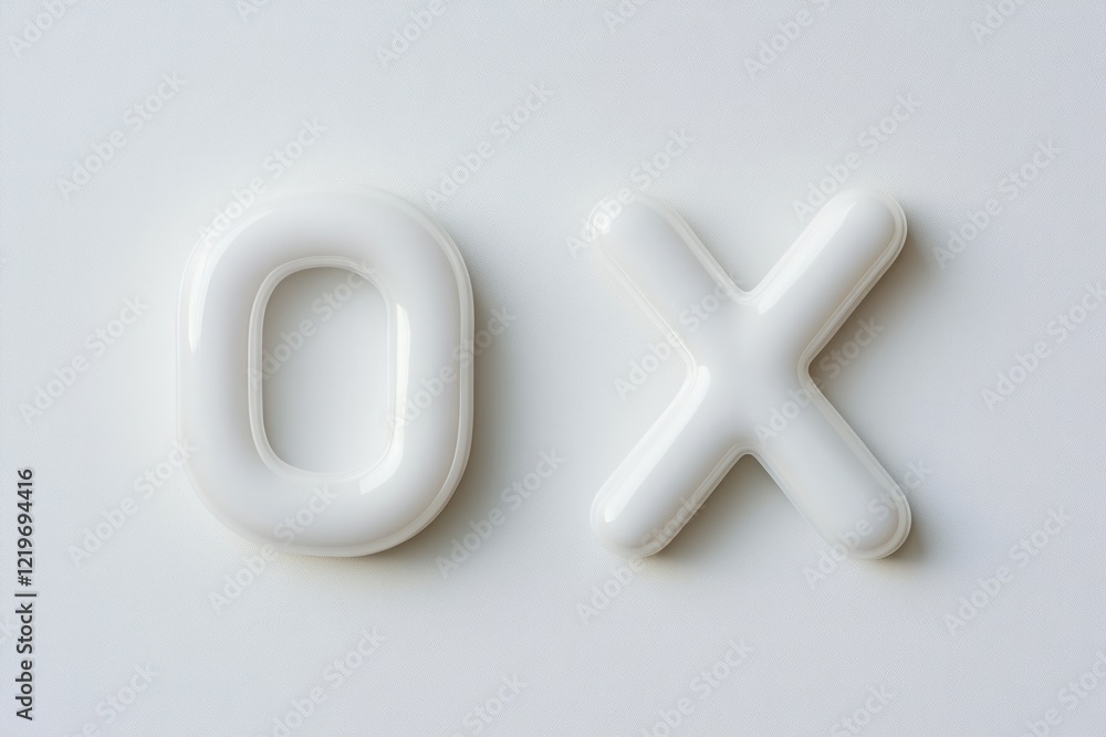 Poster a close-up view of the letters o and x on a white surface, perfect for typography or design projects
