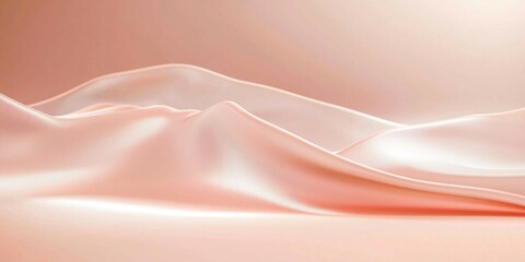 Elegant Peach Satin Fabric Background featuring soft, flowing peach satin fabric with subtle highlights and smooth textures
