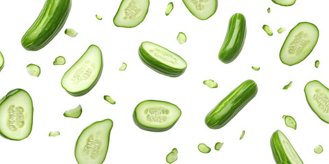 Isolated cucumber pattern on white background