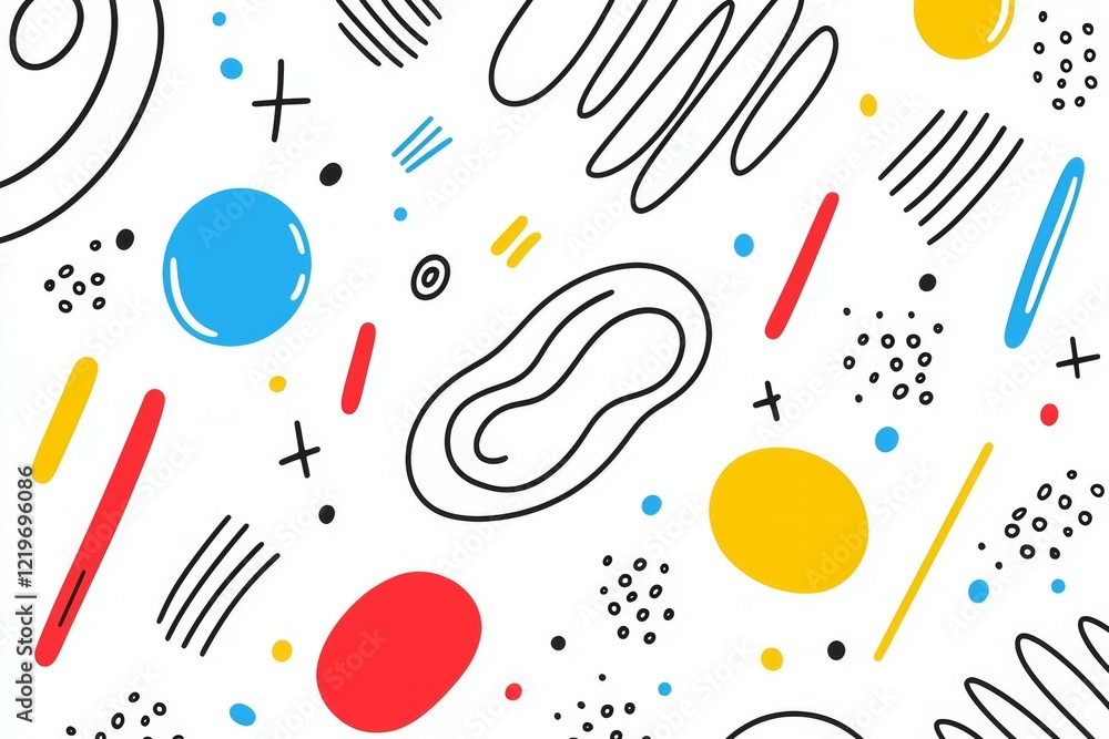 Poster colorful abstract background with a lot of different shapes and lines