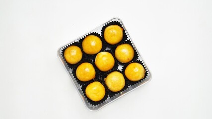 Kue nastar or pineapple tart. indonesian eid snack (kue lebaran) isolated on white background