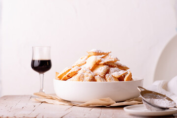 Coriandoli Carnival italian crispy fritters.