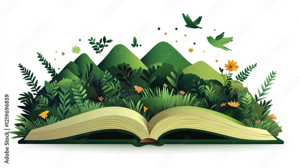 Poster Vibrant Storybook with Nature Patterns for Children