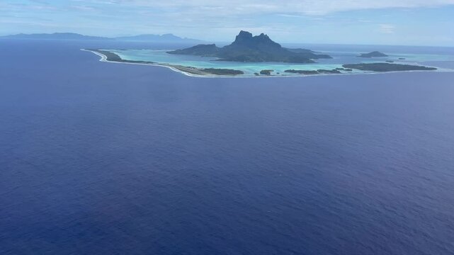 Flying over Bora Bora island