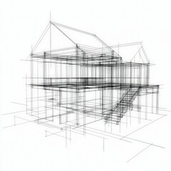Naklejka premium A built house framework showcasing modern construction techniques, emphasizing energy efficiency, structural integrity, and sustainable building materials.