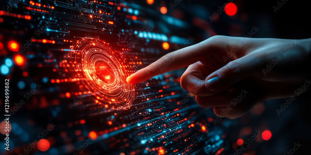 Poster futuristic touch interface with ai and machine learning technology for high-performance scalable it 