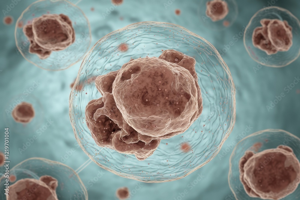 Poster microscopic view of cells: a detailed look into cellular structures