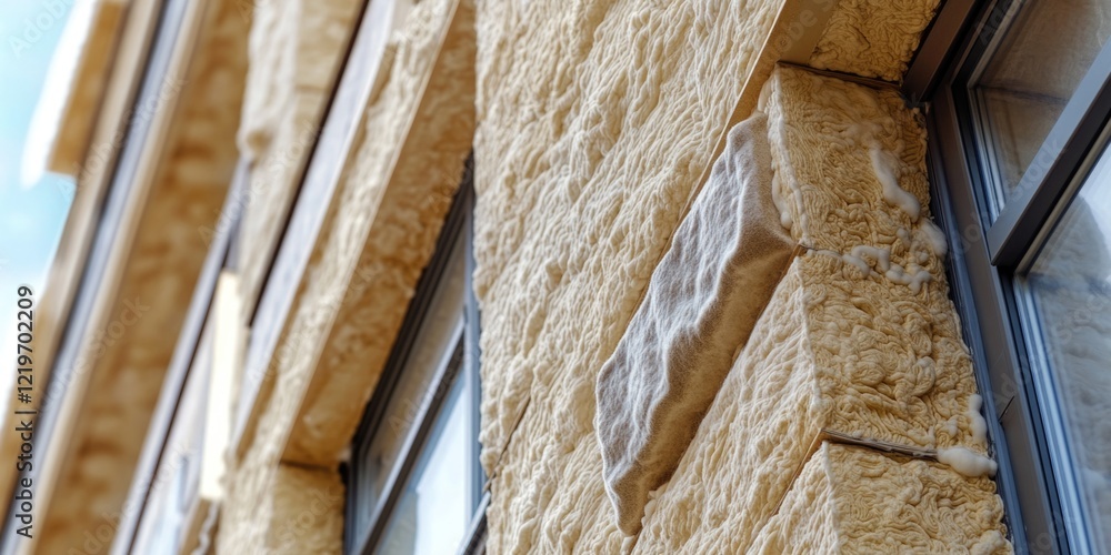 Poster a close-up view of a building with a clock hanging at an angle, perfect for use in architectural or 