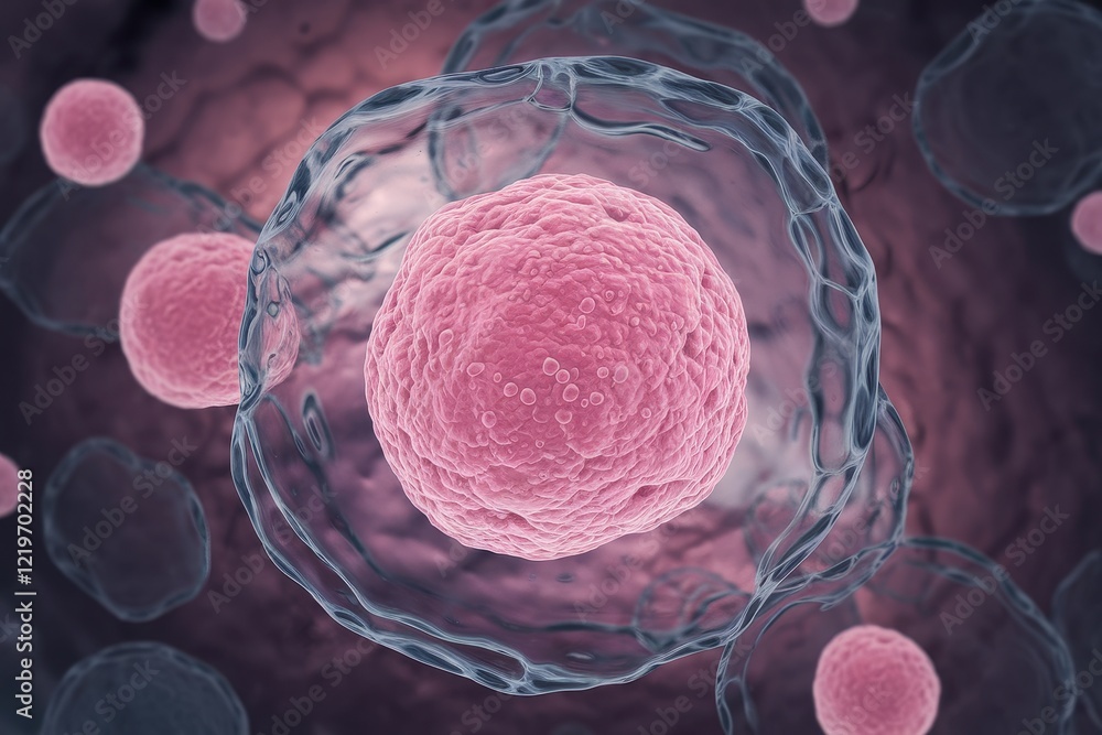 Poster microscopic view of a cell's intricate structure