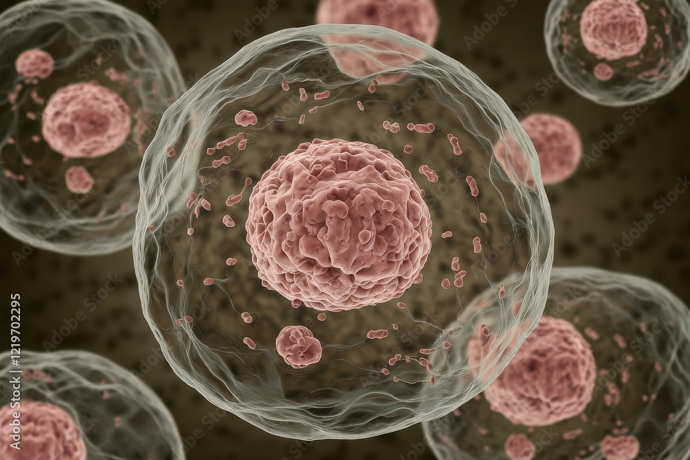 Poster microscopic view of eukaryotic cell structure: unveiling the intricate details of life's building bl