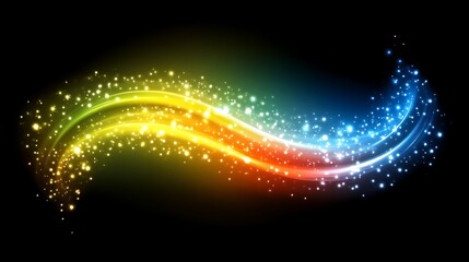 Obraz premium Colorful Light Trails With Sparkling Particles