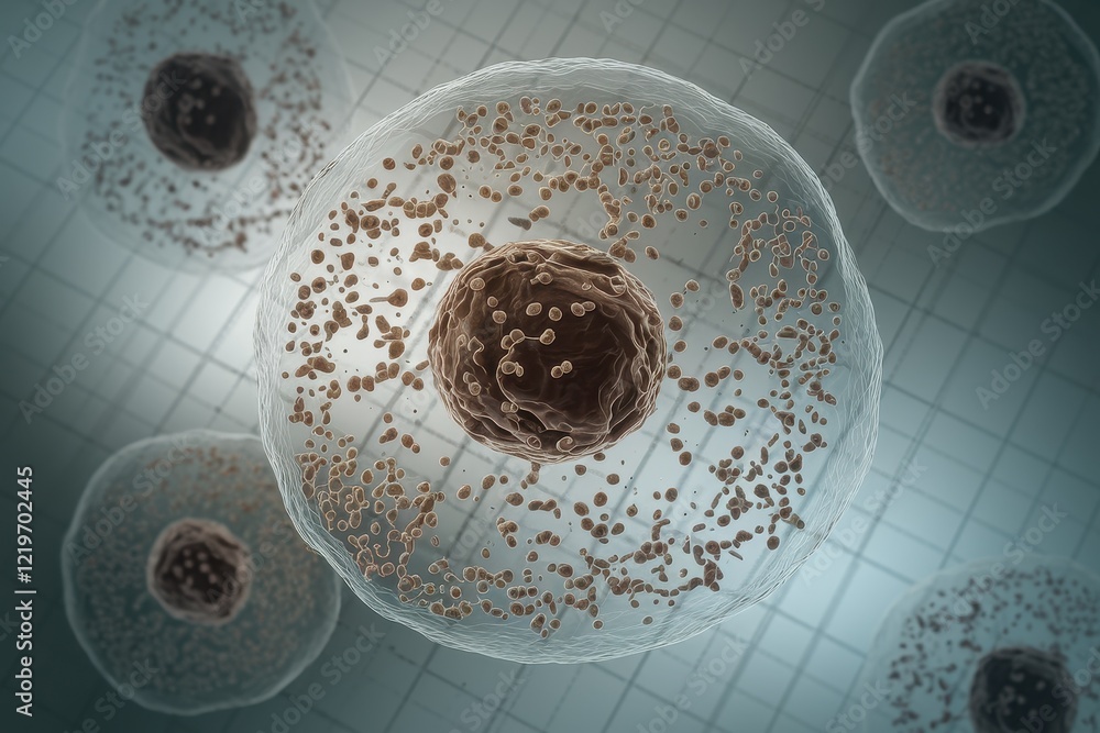 Poster microscopic view of cell division: a detailed look into the intricate processes of cellular reproduc