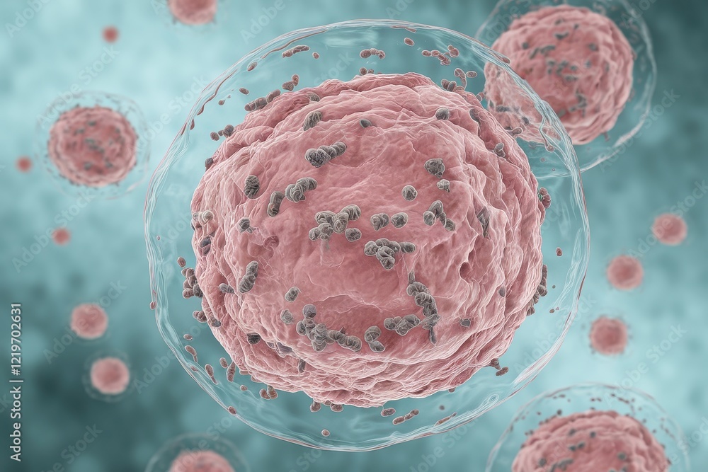 Poster microscopic view of a cell with internal structures
