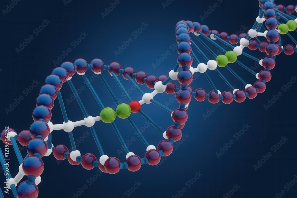 Aufkleber abstract representation of dna helix structure: a 3d model of genetic code