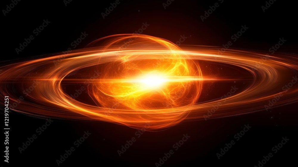 Poster bright nebula with dynamic light in dark background