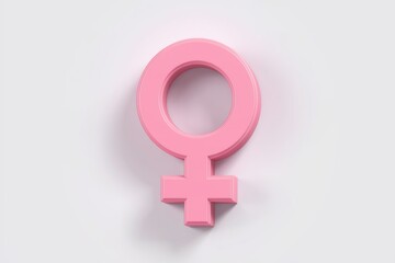 A pink, three-dimensional female gender symbol is displayed against a white background.