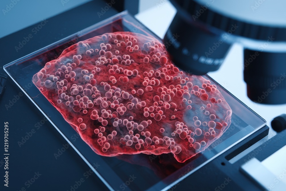 Poster microscopic view of cellular structures under microscope