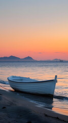 Serene Beach Sunset: The Tranquil Dance of Waves and Sky at Dusk