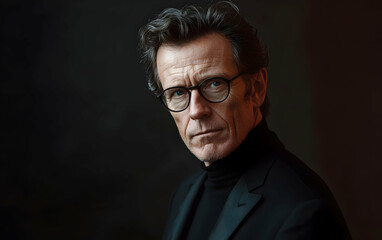 Fototapeta premium Portrait of a composed middle-aged man exuding quiet confidence and sophistication