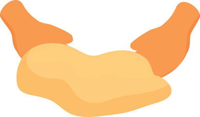 Two hands kneading dough, preparing it for baking bread, pizza, or other pastries