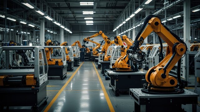 Automated Robotic Assembly Line in Modern Factory