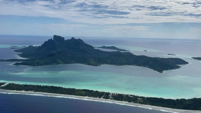 Flying over Bora Bora island