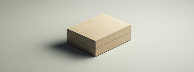 Kraft Cardboard Gift Box Mockup Packaging Design Empty Brown Rectangular Container